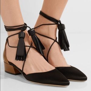 Jimmy choo satin leather ankle strap pumps